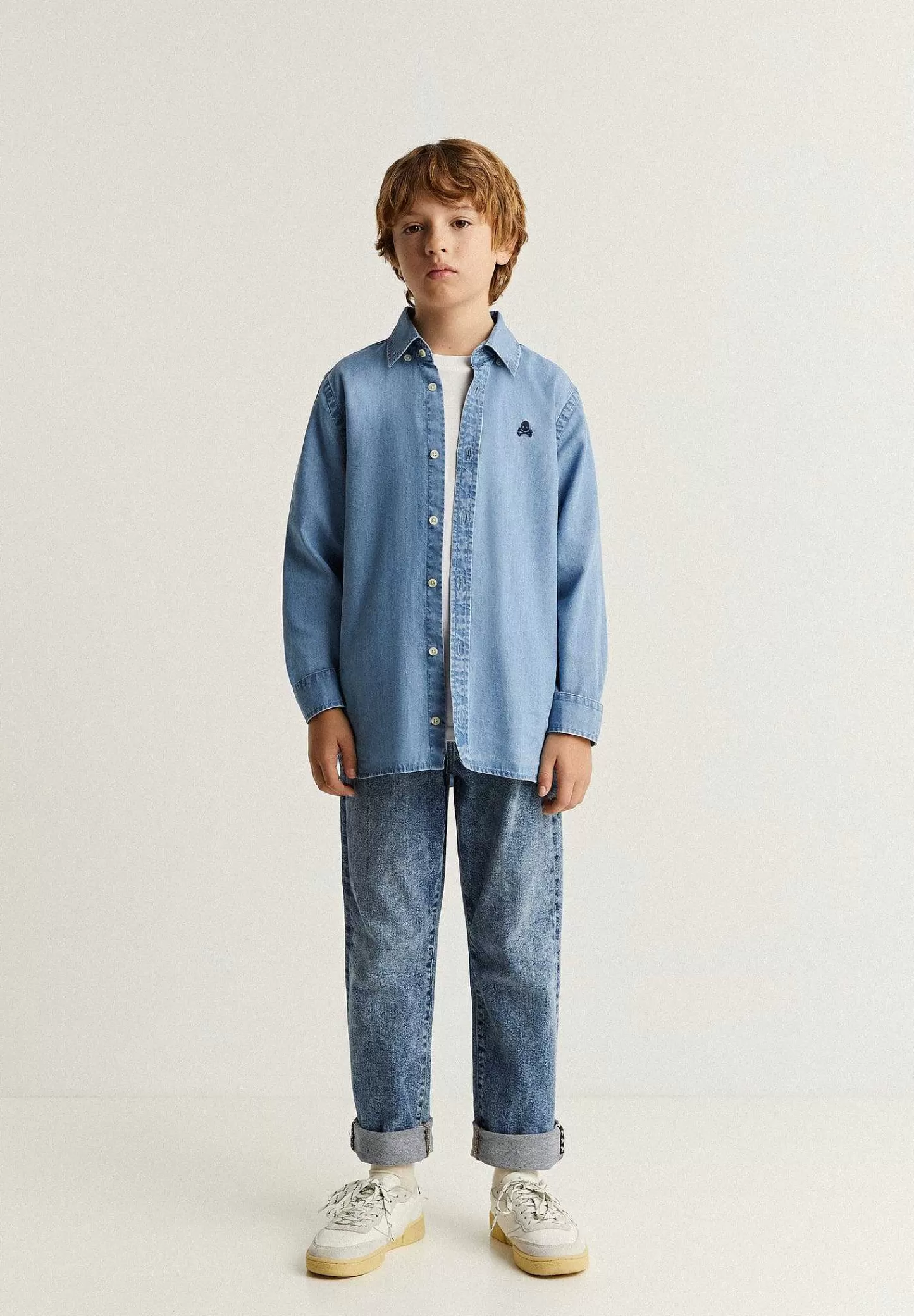 Clearance Scalpers Camisa Denim Cuello Botones