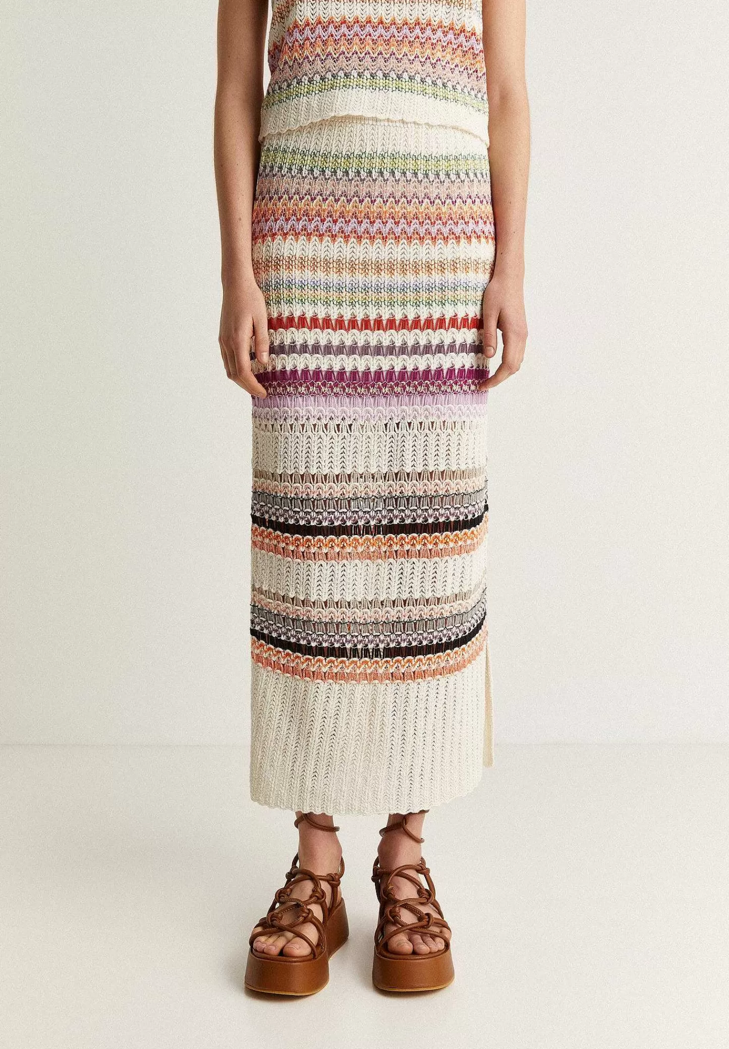 Cheap Scalpers Falda Midi Crochet Rayas